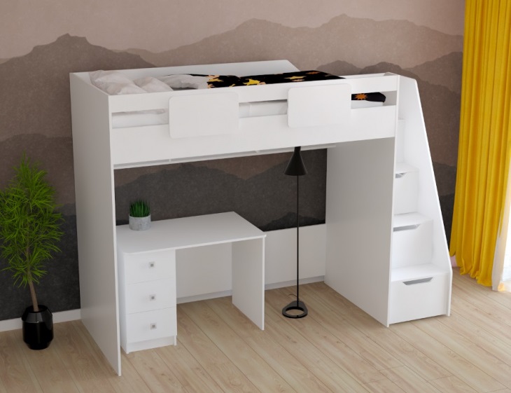 Комплект мебели: кровать-чердак Мозаика-2 + стол Умка