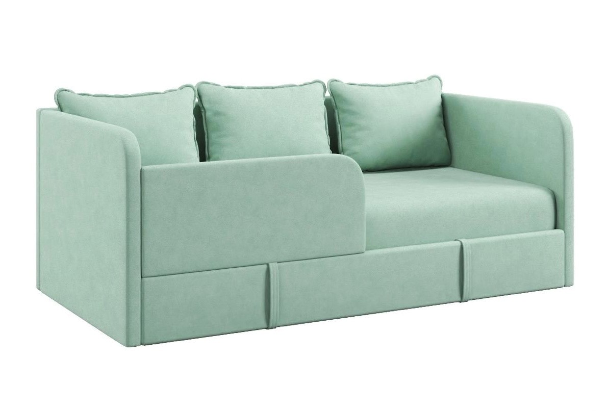 Диван-кровать Кэви 165х75 (левый бортик). Матрас, бортик, подушки в комплекте! 