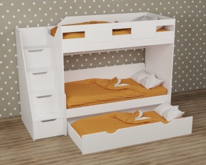 Кровать-чердак Мозаика-2+кровать Двушка (левая). Верх 190*90, низ 190*90+180*80