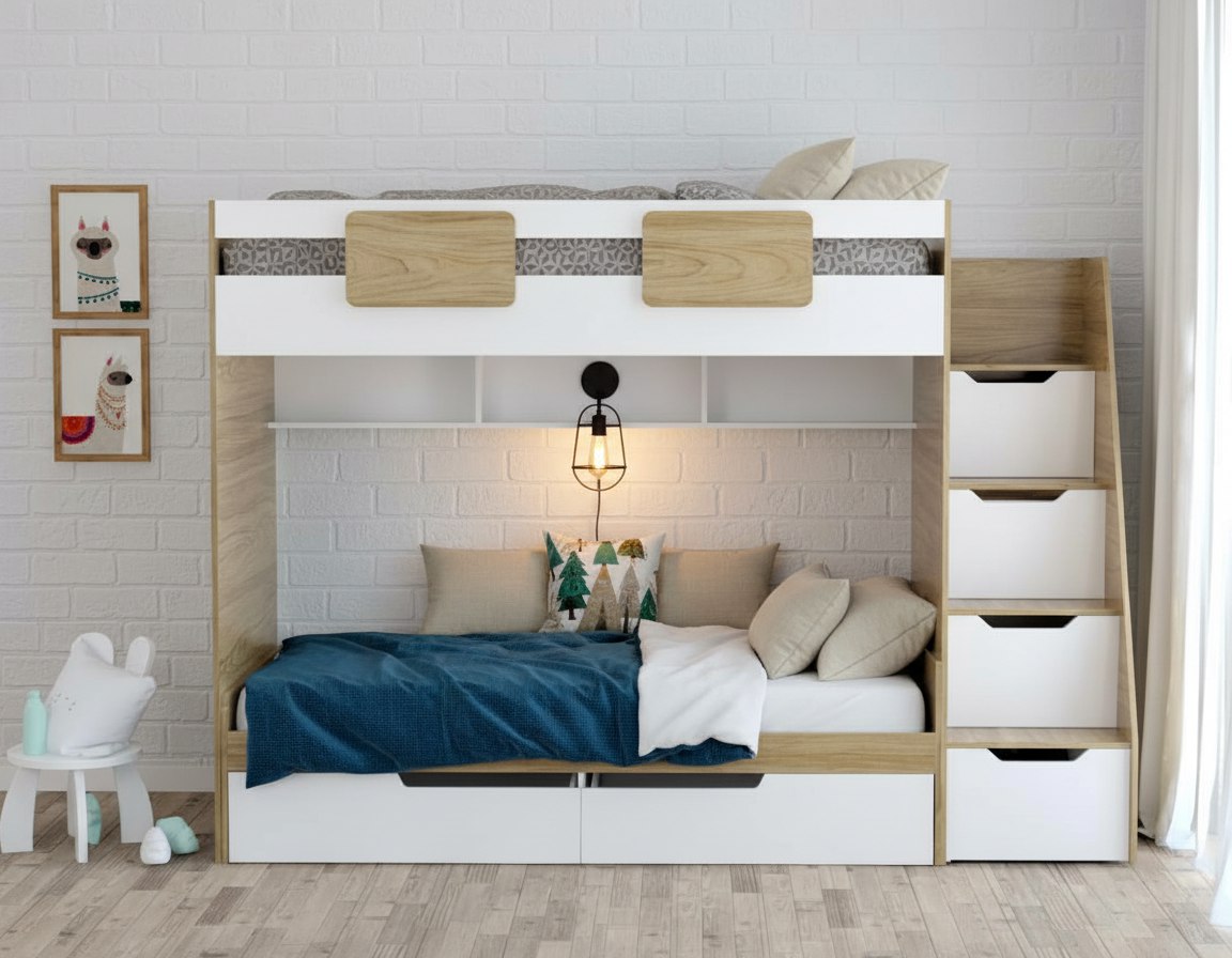 Кровать-чердак Мозаика + кровать Мозаика 190х90