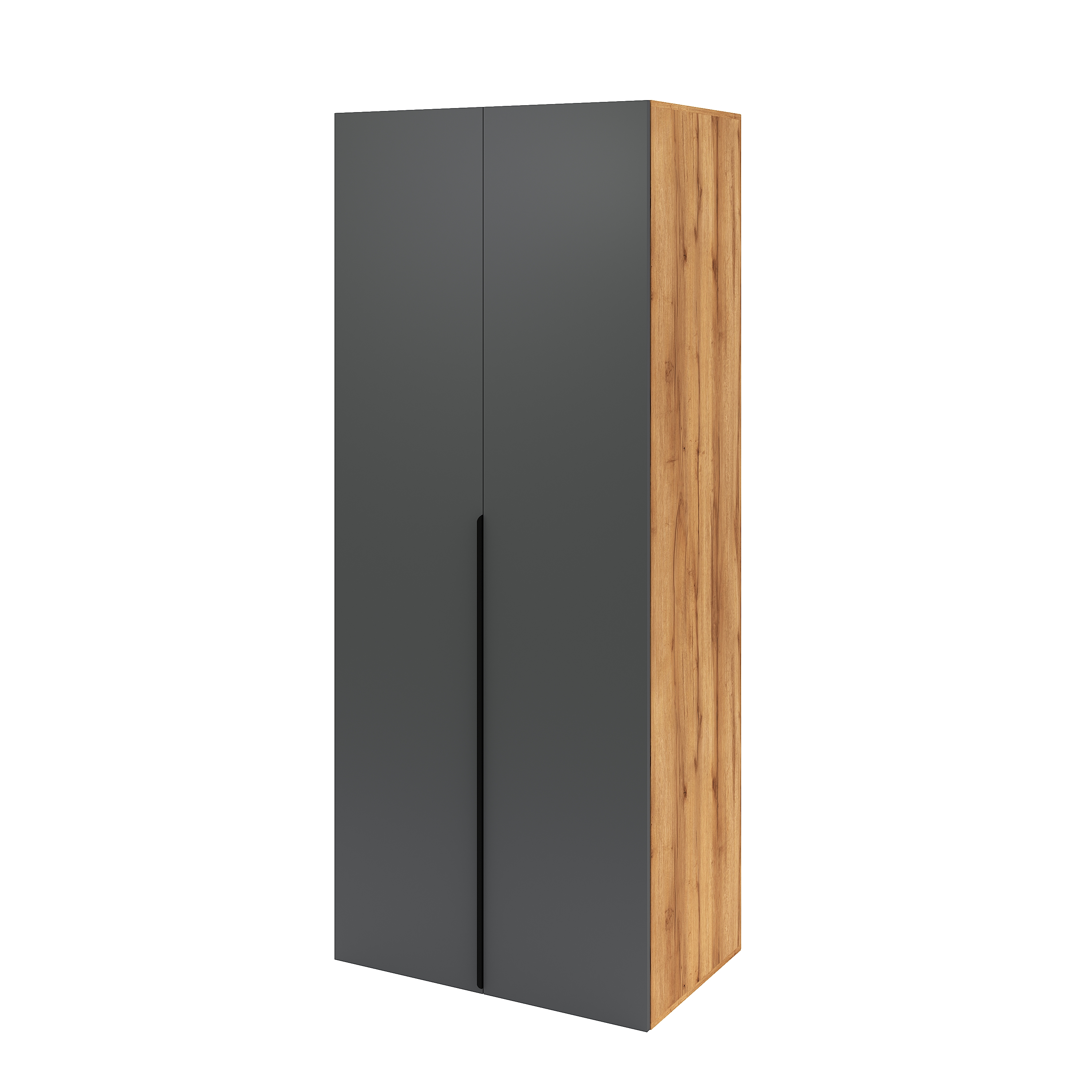 Шкаф 2-х дверный коллекции Брайт Графит (внутри штанга + полки) 