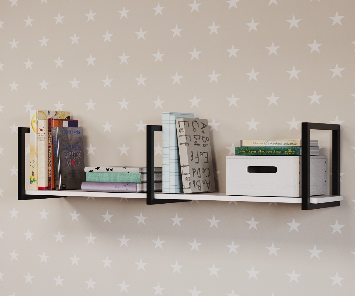 Полка навесная Лофт-1200 (цвет белый)