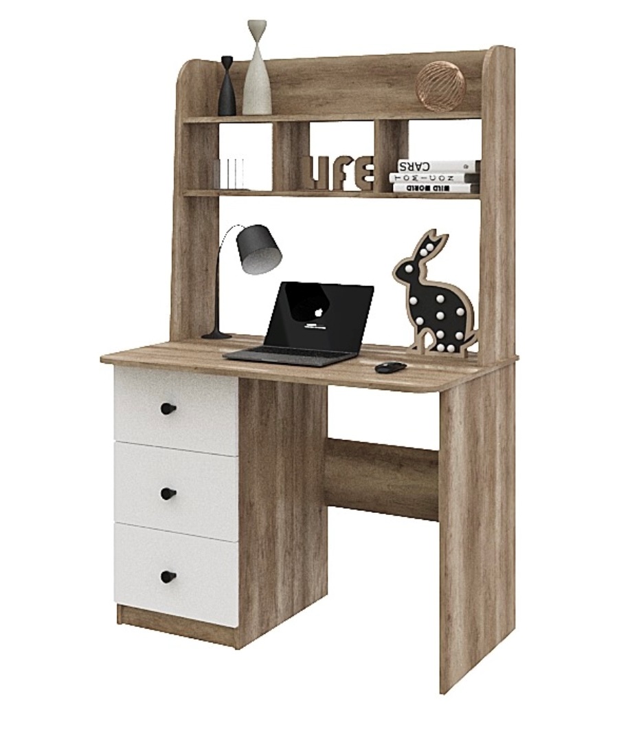 Стол 1000 мм Практик-3 (дуб каньон+белый). Левый/правый