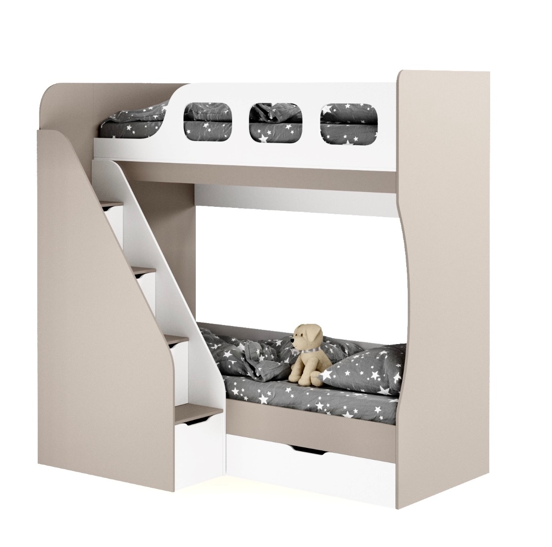 Кровать 2-х ярусная 190х80 Умка-6 (велюр + белый)