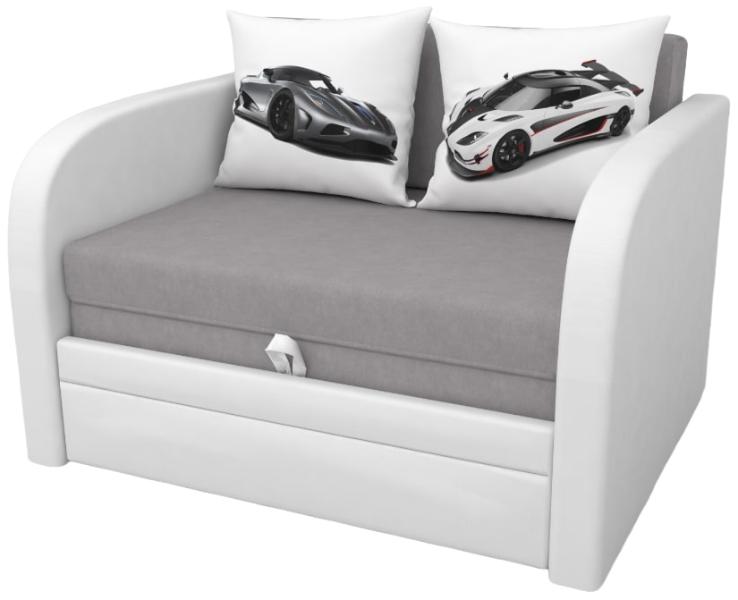 Диван выкатной Малыш Белый 1000 мм (подушки с принтом)