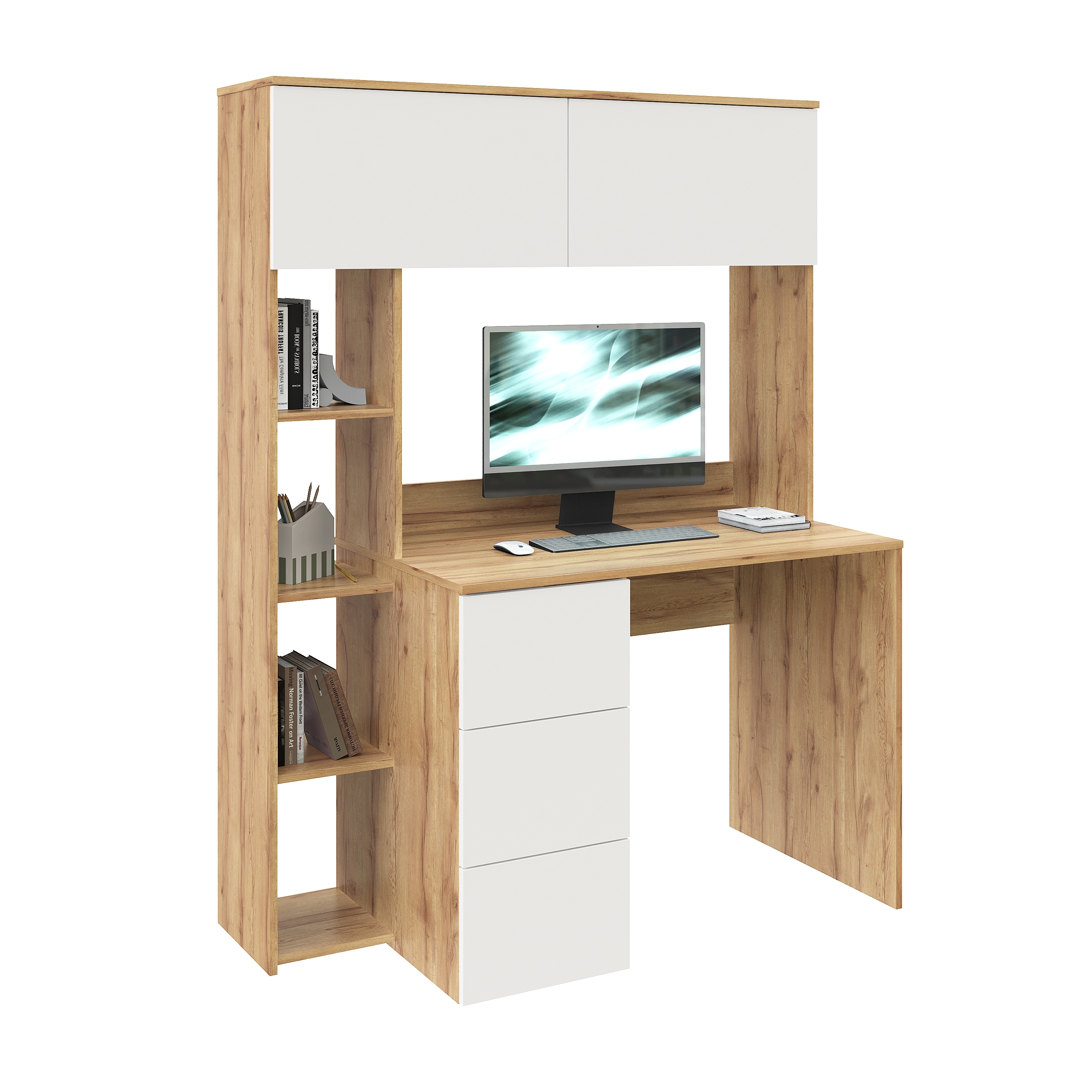 Стол Ритм 1250 мм (корпус дуб золотистый + фасады белые). Левый/правый