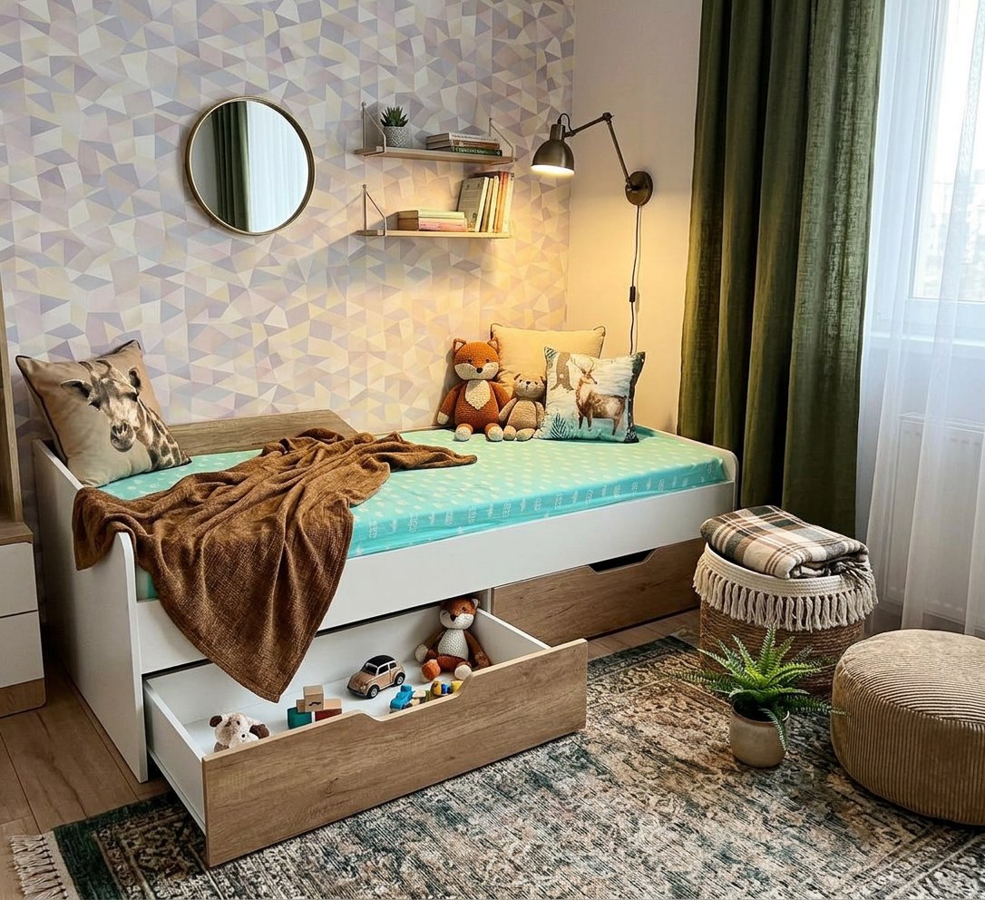 Кровать коллекции Лайт Лофт 180х80 (дуб каньон+белый)