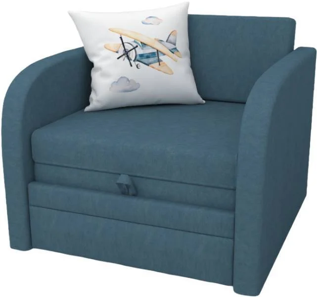 Диван выкатной Малыш Blue 700 мм (подушка с принтом) 