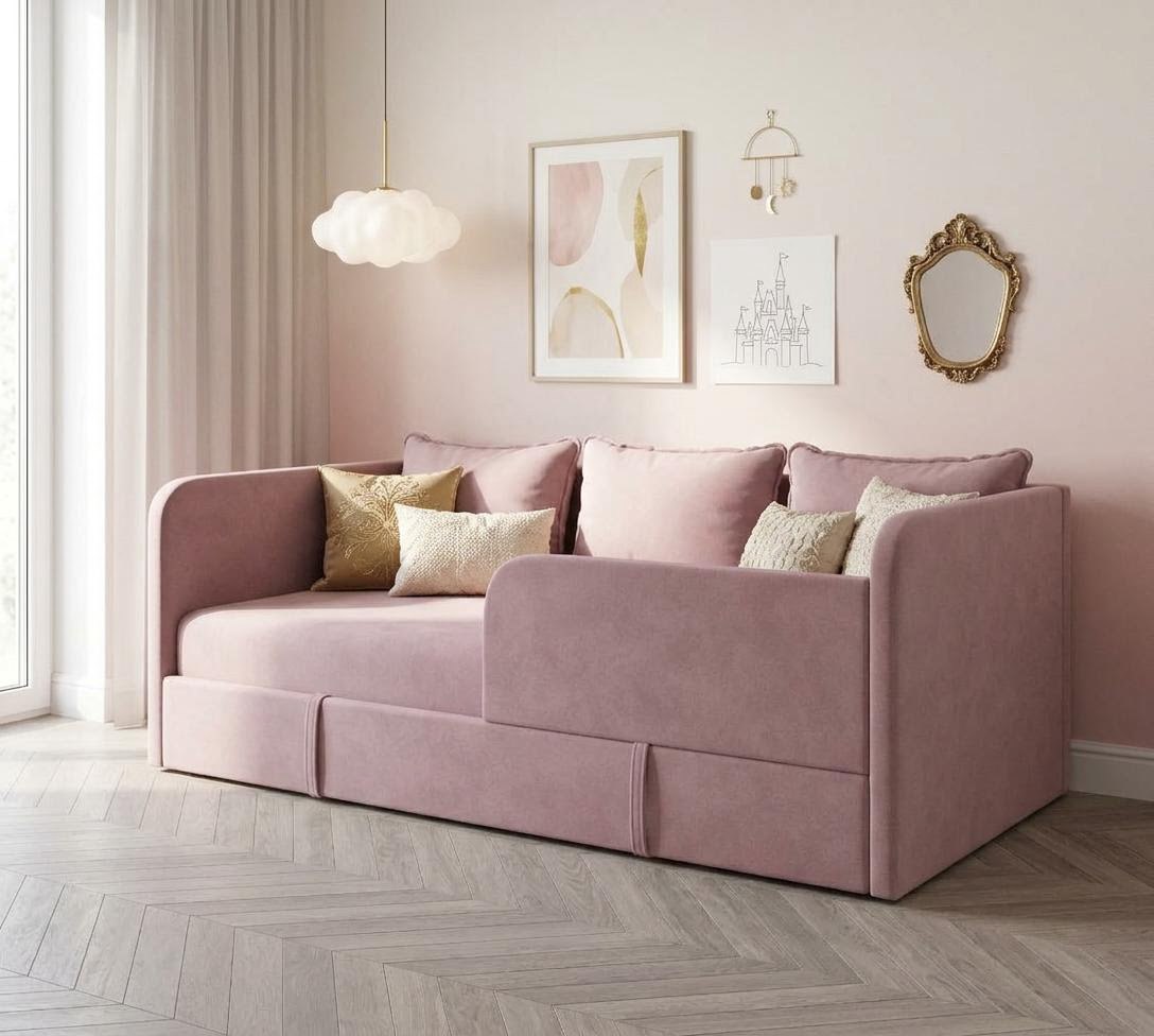 Диван-кровать Кэви (все в комплекте). Велюр Velutto Пудровый