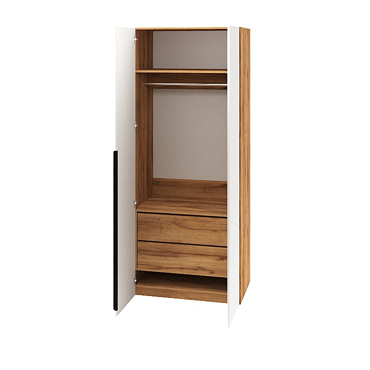 Шкаф 2-х дверный Брайт Золотистый (внутри штанга + ящик)