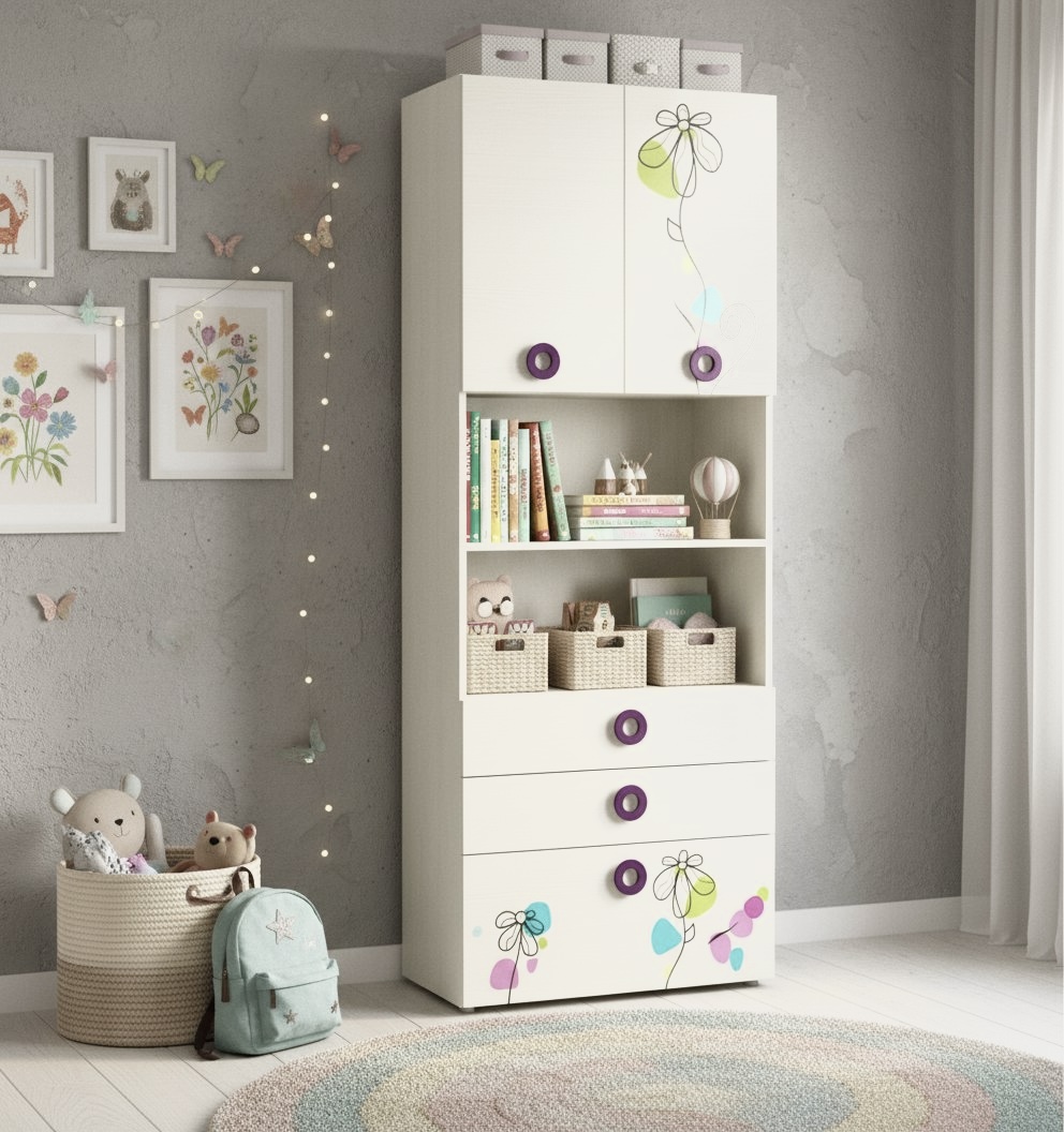 Шкаф-пенал-1 Цветы New