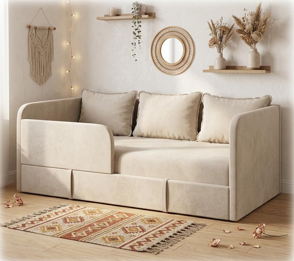 Диван-кровать Кэви (всё в комплекте). Велюр Velutto 16 (бежевый)