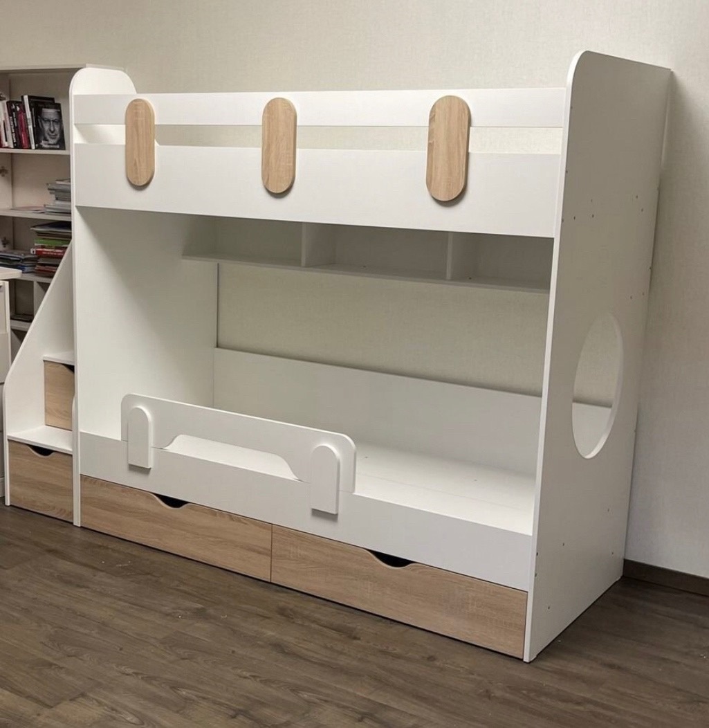 Кровать 2-х ярусная Фортуна С БОРТИКОМ (универсальная лестница) 180х80