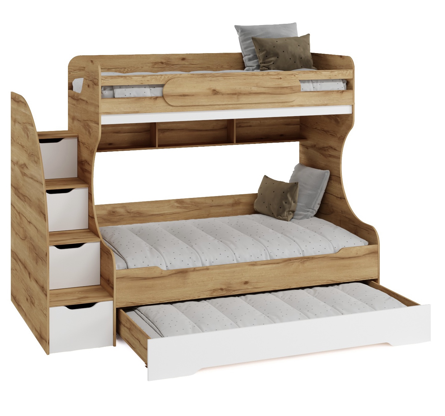 Кровать БИГ (дуб золотистый+белый) 200х90