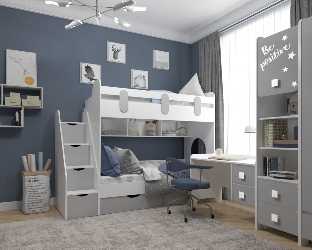 двухярусная кровать в детской комнате