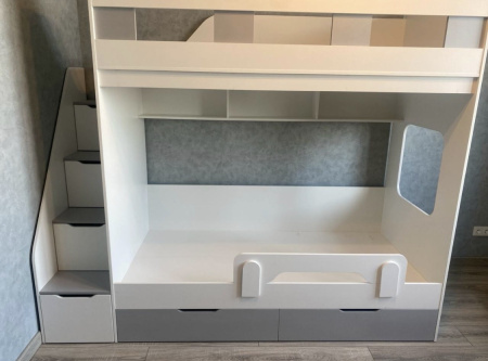 Кровать двухъярусная Твинс 190х90 (дуб золотистый + белый) от Династия Kids