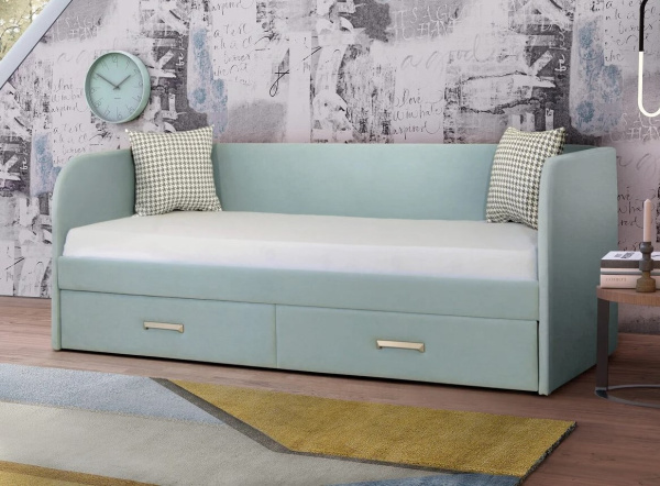 Мягкая кровать Слайт Классика 90х200 (велюр Тедди)