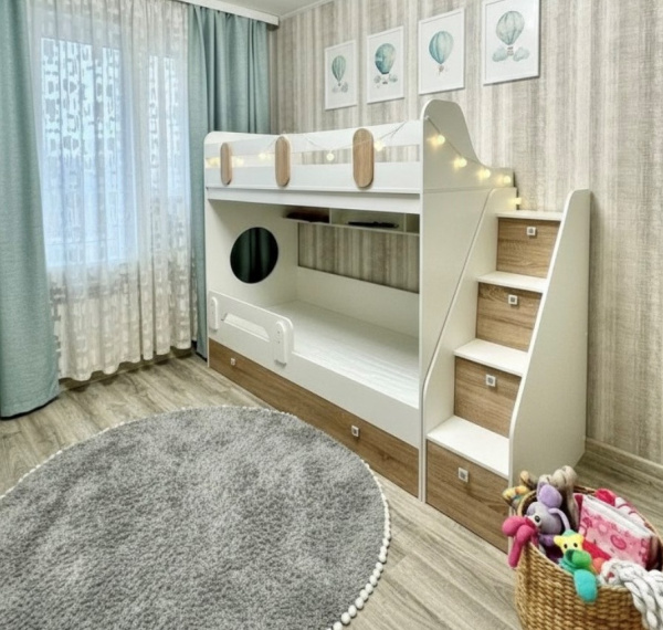 Двухъярусная кровать Фортуна-2 (дуб сонома + белый) 180х80