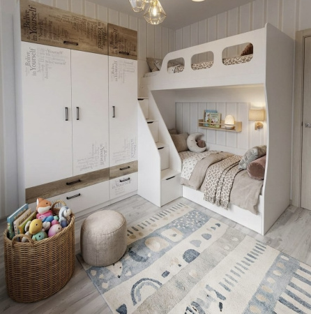 Кровать 2-х ярусная Умка-6 (дуб сонома+белый) 190х80  от Династия Kids