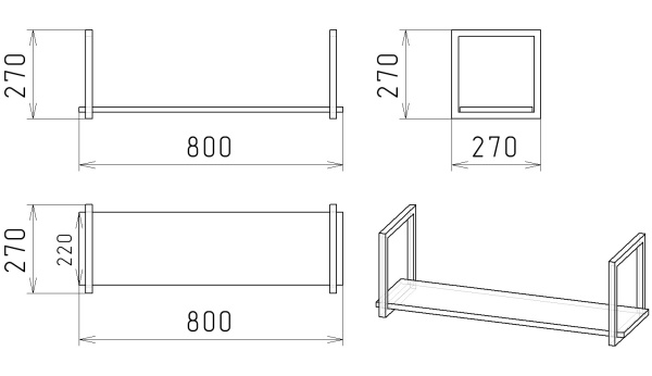 Полка навесная Лофт-800 (цвет белый) от Династия Kids