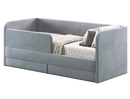 Мягкая кровать Nepos 200х90 (с бортиком и ящиком). Велюр Velutto - 5 цветов в продаже!