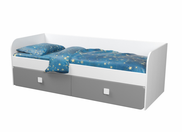 Кровать 190х90 коллекции Юниор-2 (серебро+белый) от Династия Kids