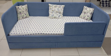 Мягкая кровать 200х90 Nepos (велюр Тедди 310 синий)