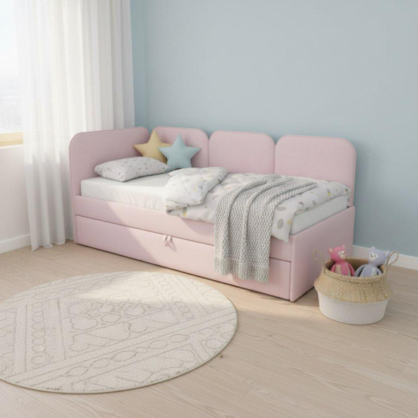 Мягкая угловая кровать Соната Пинк 90х190 (универсальный угол)