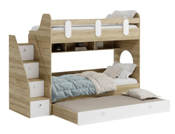 Кровать Фортуна-3 (корпус дуб сонома + фасады белые) 190х80