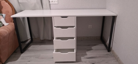 Стол Дуэт 2400 мм (белый + опоры черные) от Династия Kids