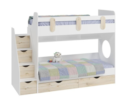 Двухъярусная кровать Фортуна 180х80 (белый+гаскон пайн)