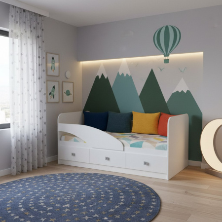 Кровать 160х80 Умка-5 с бортиком и ящиками  от Династия Kids