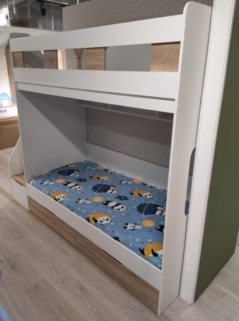 Двухъярусная кровать Твинс 190х90 (дуб сонома + белый) от Династия Kids