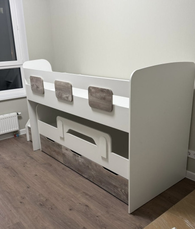 Кровать 2-х ярусная Городок 190х90 (дуб сонома+белый) от Династия Kids