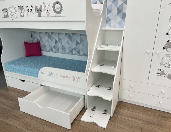 Двухъярусная кровать Хэппи 180х80 с бортиком от Династия Kids