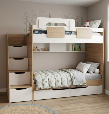 Кровать-чердак Мозаика + кровать Мозаика 190х90 от Династия Kids