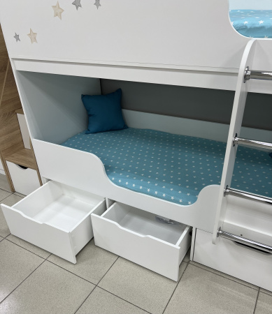 Двухъярусная кровать Малыши Двойняшки 180х80 (цвет белый) от Династия Kids