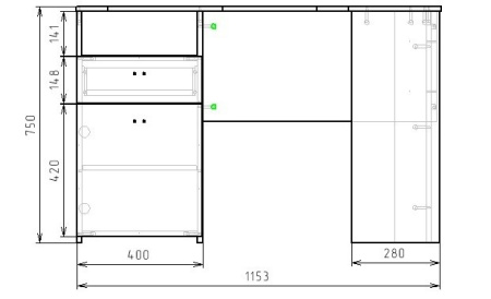 Стол угловой Твое 1160 мм (правый)