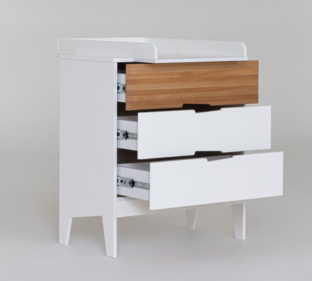 Комод Aлберо белый/дерево (со съемным пеленальным столом) от Династия Kids
