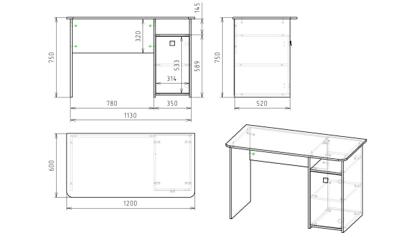 Стол 1200 мм Умка New (цвет белый) от Династия Kids