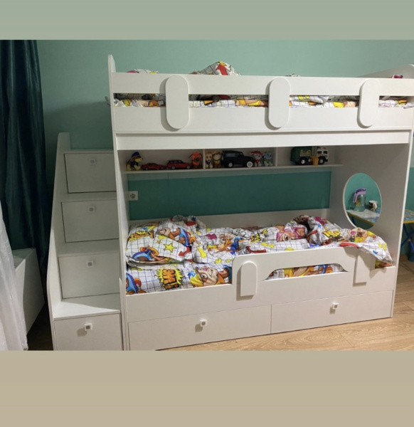 Двухъярусная кровать Фортуна-2 (правая) Цвет: белый 180х80 от Династия Kids