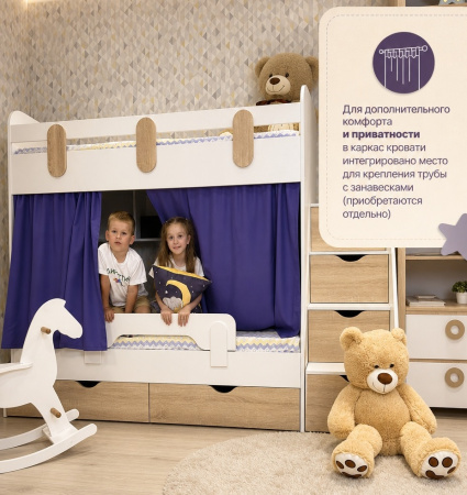 Кровать двухъярусная Фортуна 200х90 (цвет белый) от Династия Kids