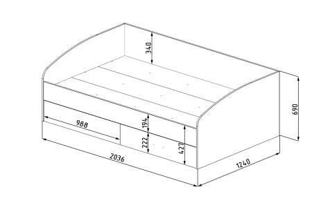 Комплект мебели: кровать-чердак Лайт Лофт + кровать Твой Стиль (120х200) от Династия Kids