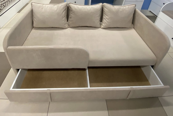 Диван-кровать Кэви (левый бортик). Велюр Тедди 304 от Династия Kids