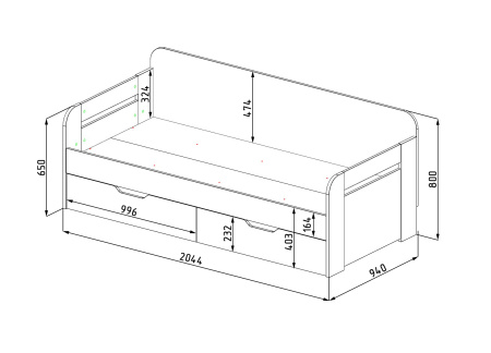 Кровать Стиль Фиолет 200х90 от Династия Kids