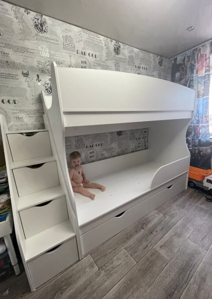 Двухъярусная кровать Альфа 190х80 с бортиком от Династия Kids