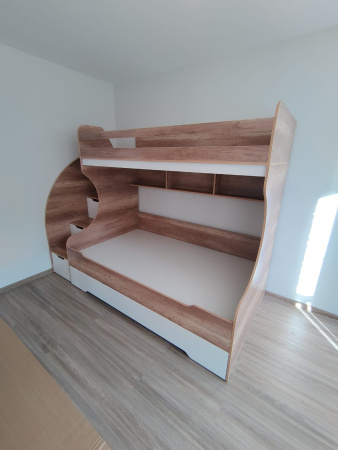 Кровать БИГ 120х200 (бетон пайн + белый) от Династия Kids