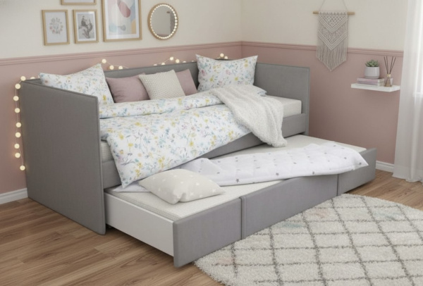 Кровать мягкая МОНО 90х190 с доп. спальным местом (цвета разные)