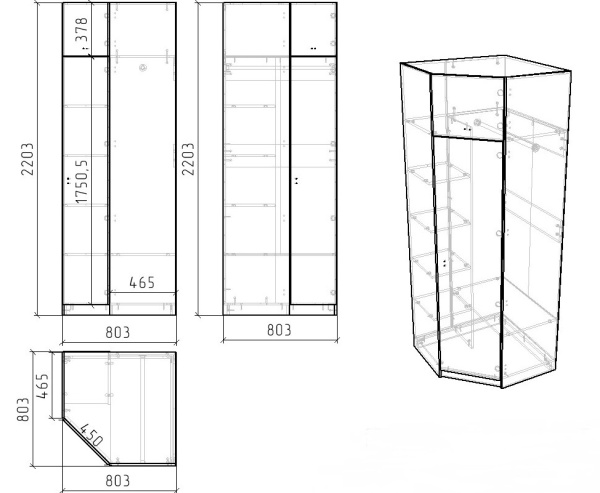 Шкаф угловой Твой Стиль (без принта)  от Династия Kids