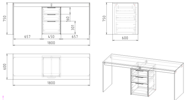 Стол Тандем 1800 мм от Династия Kids